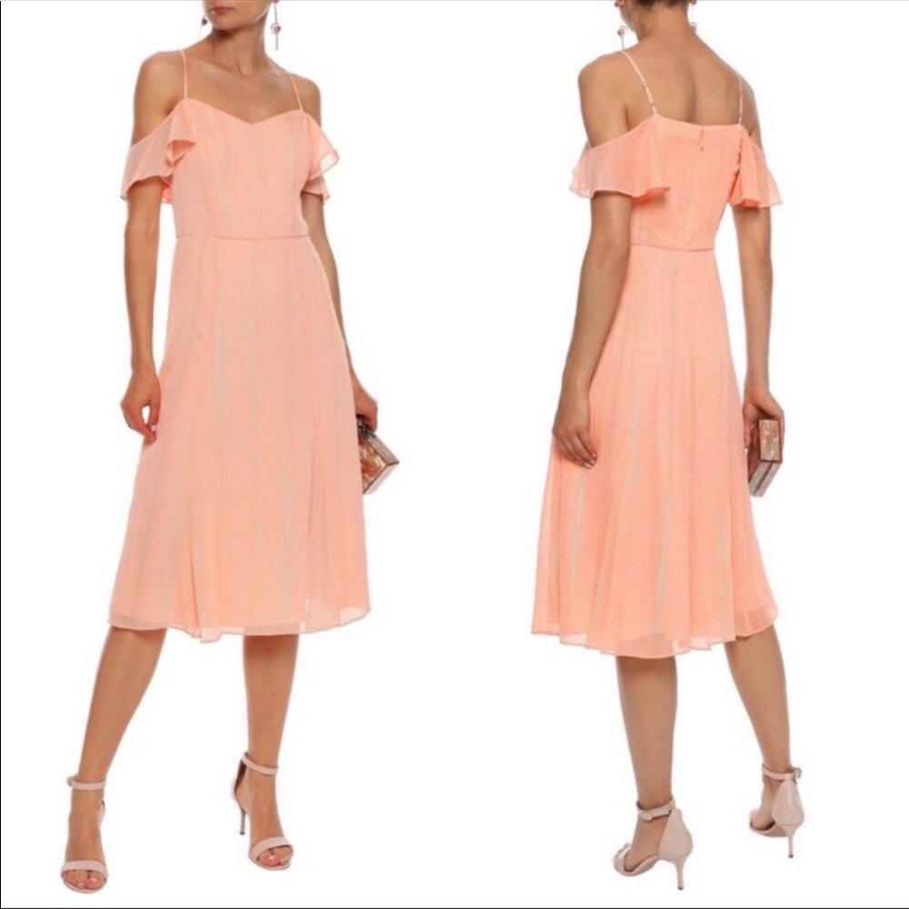 Nwt H Halston Peach Cold Shoulder Dress 12